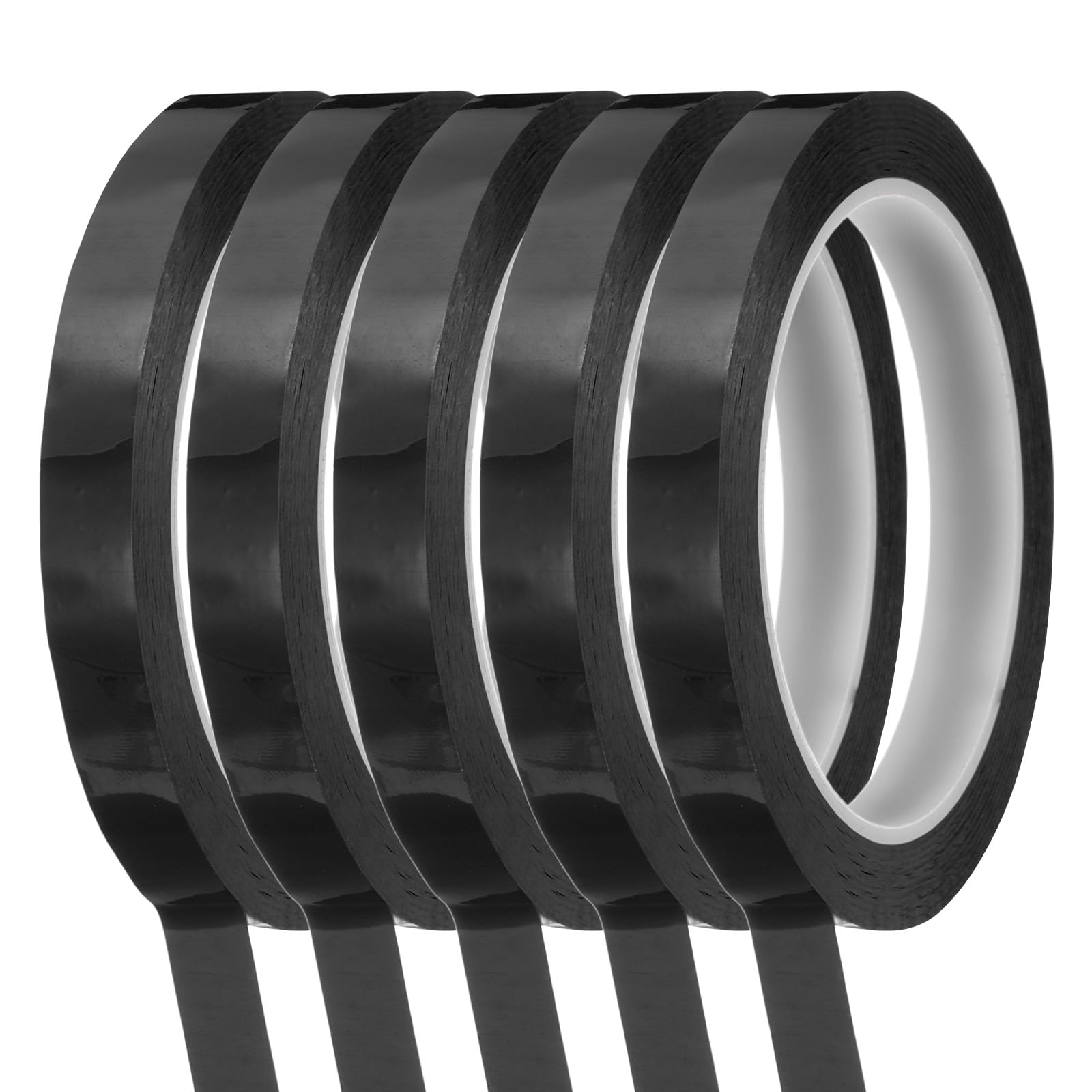 sourcing map Whiteboard Tape 12mm Self Adhesive Graphic Chart Line Tape 66 Meters Grid Marking Stickers for Pinstripe Dry Erase Board Scrapbooking DIY Art Crafts, Black, Pack of 5