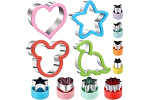 12-Piece Sandwich Cookie Cutter Set: Dinosaur, Heart, Star, Mouse Shapes