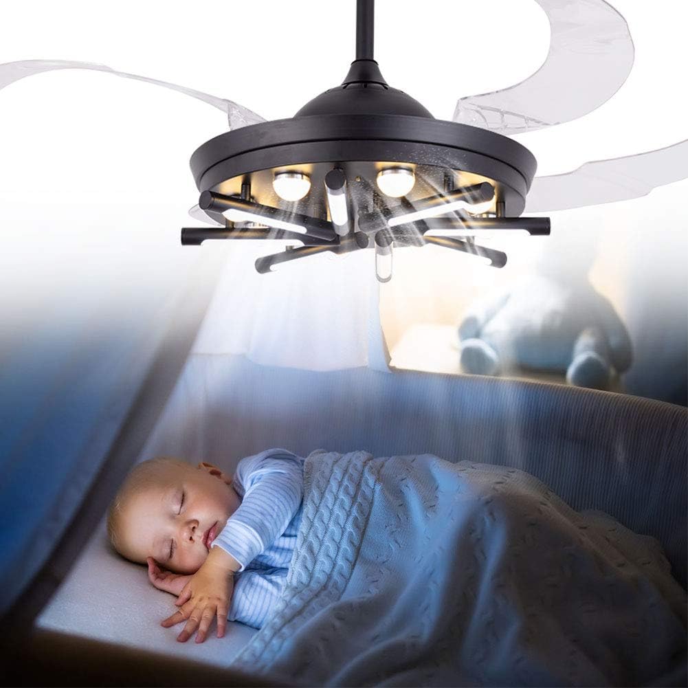 Discount 80% KPster Modern Ceiling Fan Light Chandelier Ceiling Light Ceiling Fan with Led Light Two Lighting Modes Retractable Hidden Reversible Blade Black 42 (US Stock) Best KPster Modern Ceiling Fan Light Chandelier Ceiling Light Ceiling Fan with Led Light Two Lighting Modes Retractable Hidden Reversible Blade Black 42 (US Stock)