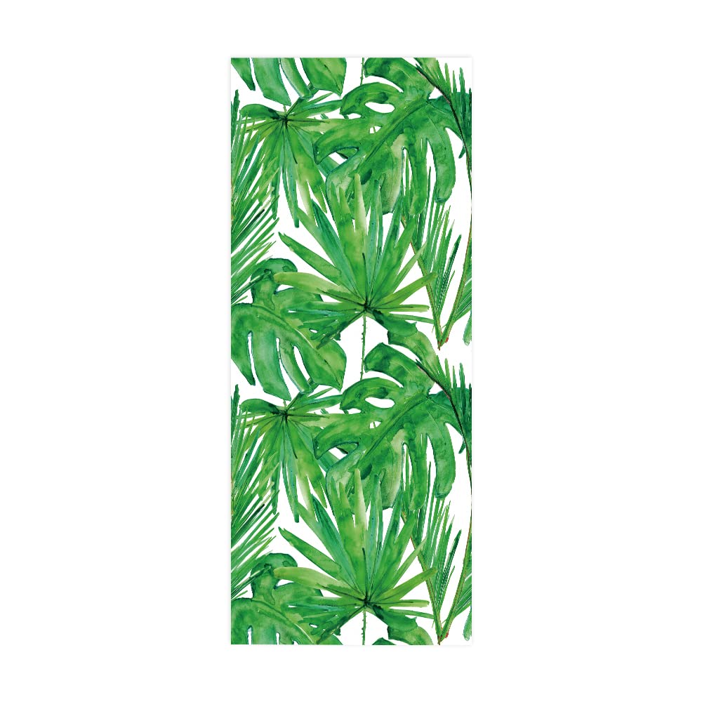 Sticker porte 3D trompe l'oeil amovible déco feuilles vertes 63x205 cm