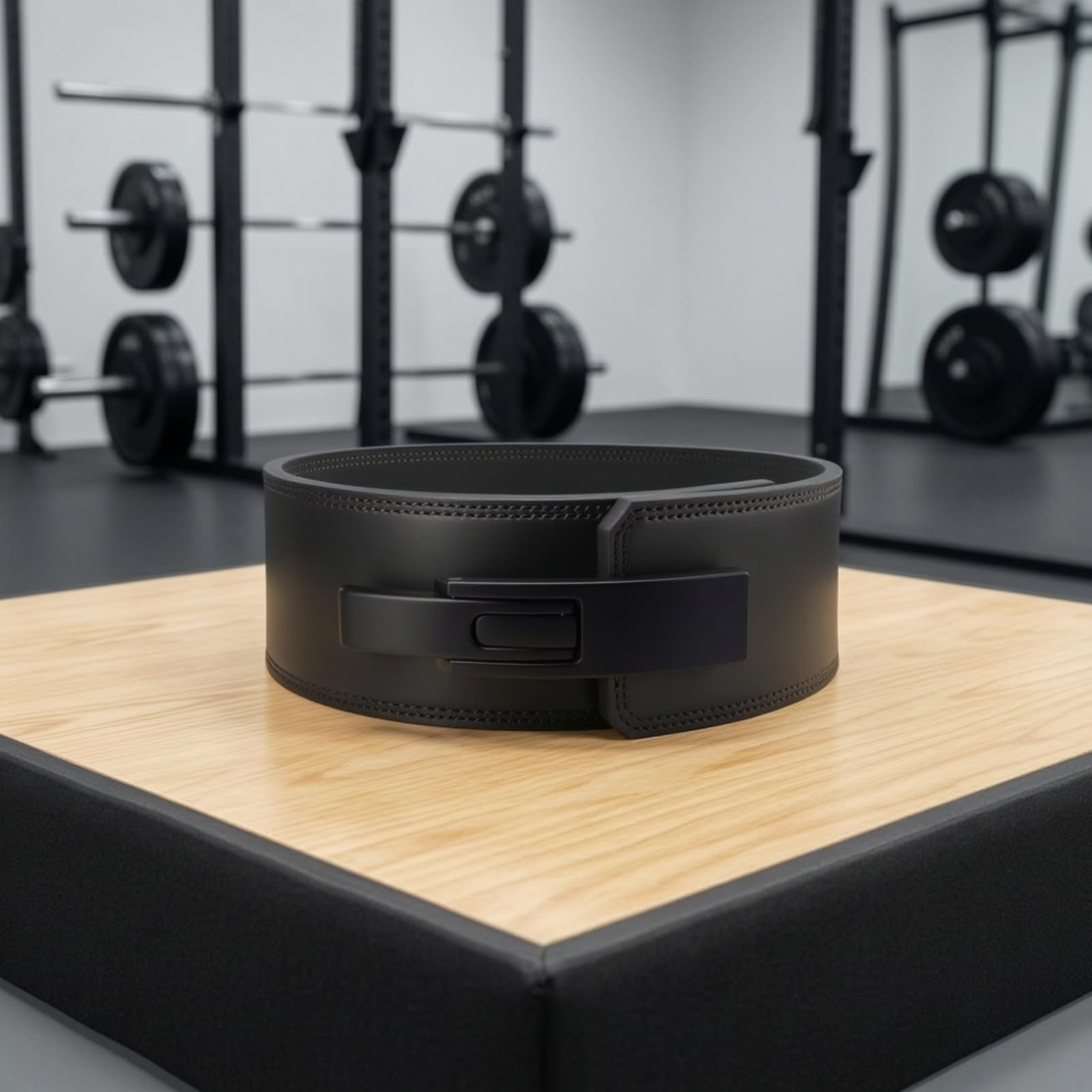 MERIGLARE Ceinture de Soutien Fitness Robuste à Boucle Métallique Rebord et Corps Surpiqués Ajustement Ergonomique Soutien pour Bas Du Dos Convient à l'Entrainement en Salle, Noir, PU