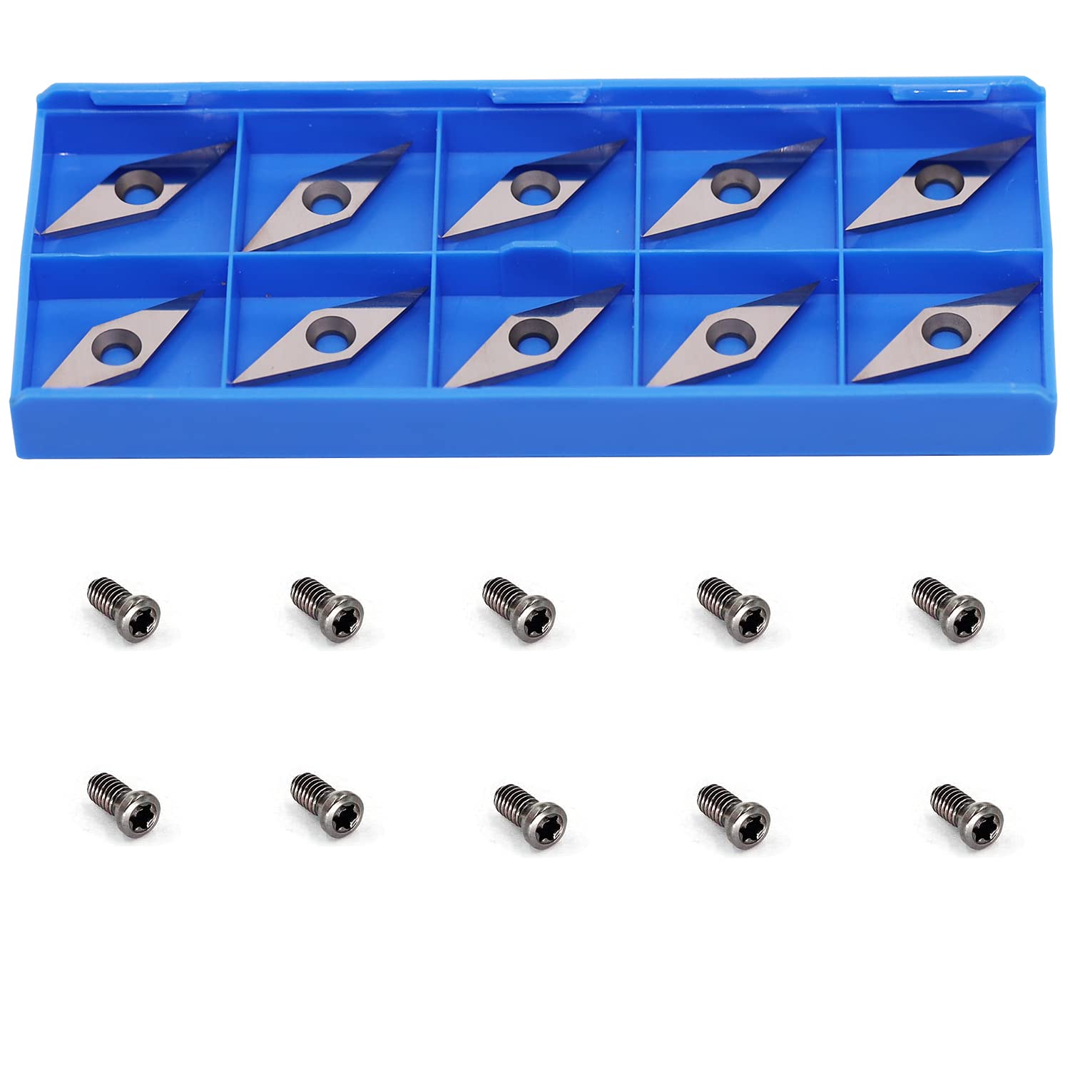 Asieg Tool Diamond Tungsten Carbide Insert 32x10x2.5-30° Cutter Knives with Sharp Point fit for DIY Wood Lathe Turning Detailer Tools Kit or Woodworking Machine Tools Accessories 10pcs