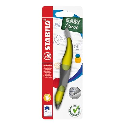 STABILO - Ergonomischer Tintenroller für Linkshänder - EASYoriginal in limone/grün - blau (löschbar) - inkl. Patrone - Blister