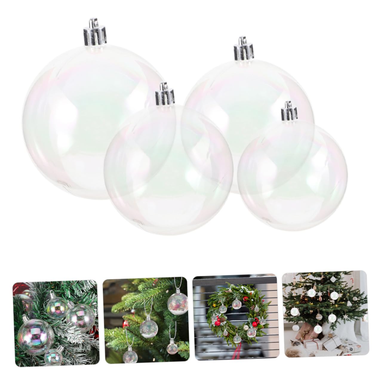 Kisangel 40piezas Bolas de Navidad Transparentes Rellenable para Hacer Tú Mismo Adornos Colgantes Árbol de Navidad Decoración de Fiesta y Hogar