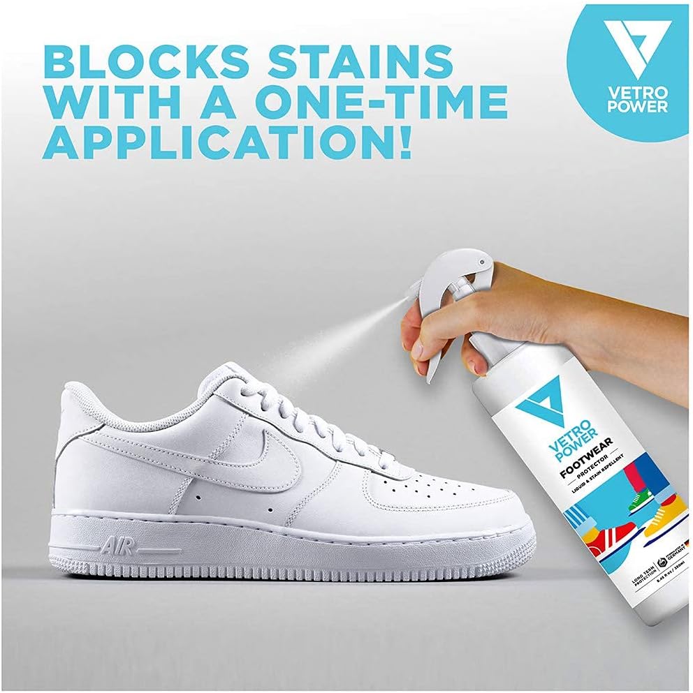 Vetro Power Shoe Protector Spray Long Lasting Water Stain Protection All Types of Shoes Suede Nubuck Fabric 250ml (1-pack)