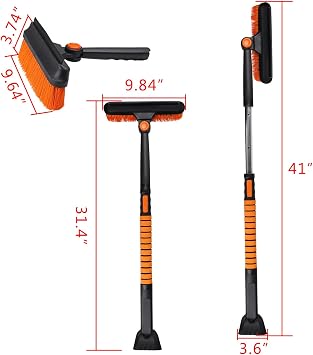 Astra Depot Extendable 3-in-1 Car Snow Brush & Snow Shovel Set