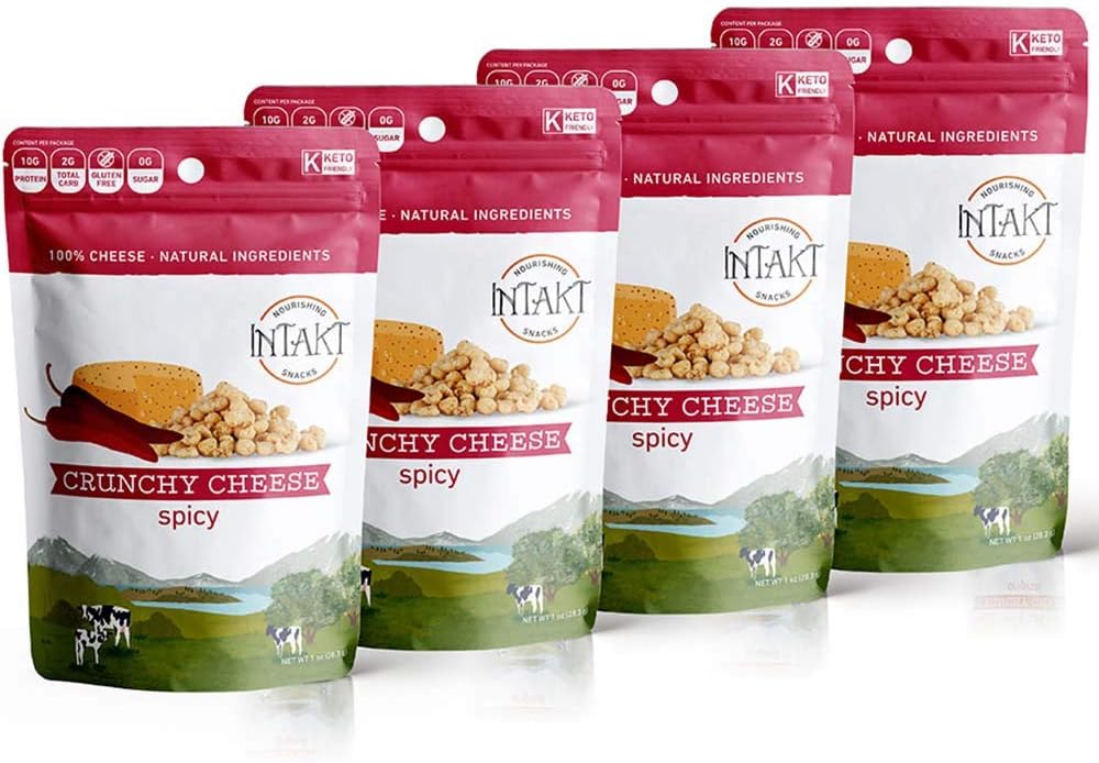 Intakt Snacks Low Carb Crunchy Cheese Bites – Pack of 4 (Spicy)
