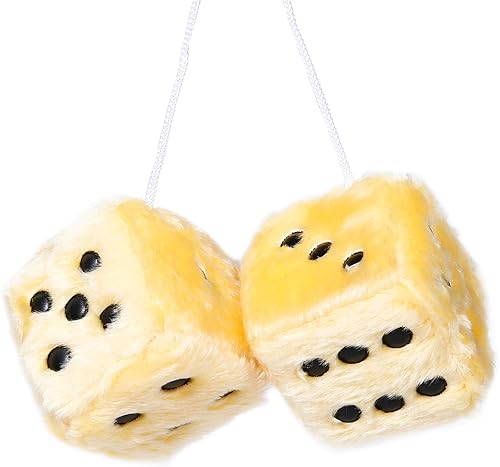 Miniatura 9 de YGMONER Dados negros peludos para espejo retrovisor de automóvil, par de dados de felpa de 2.75 pulgadas, adornos colgantes retro para el interior