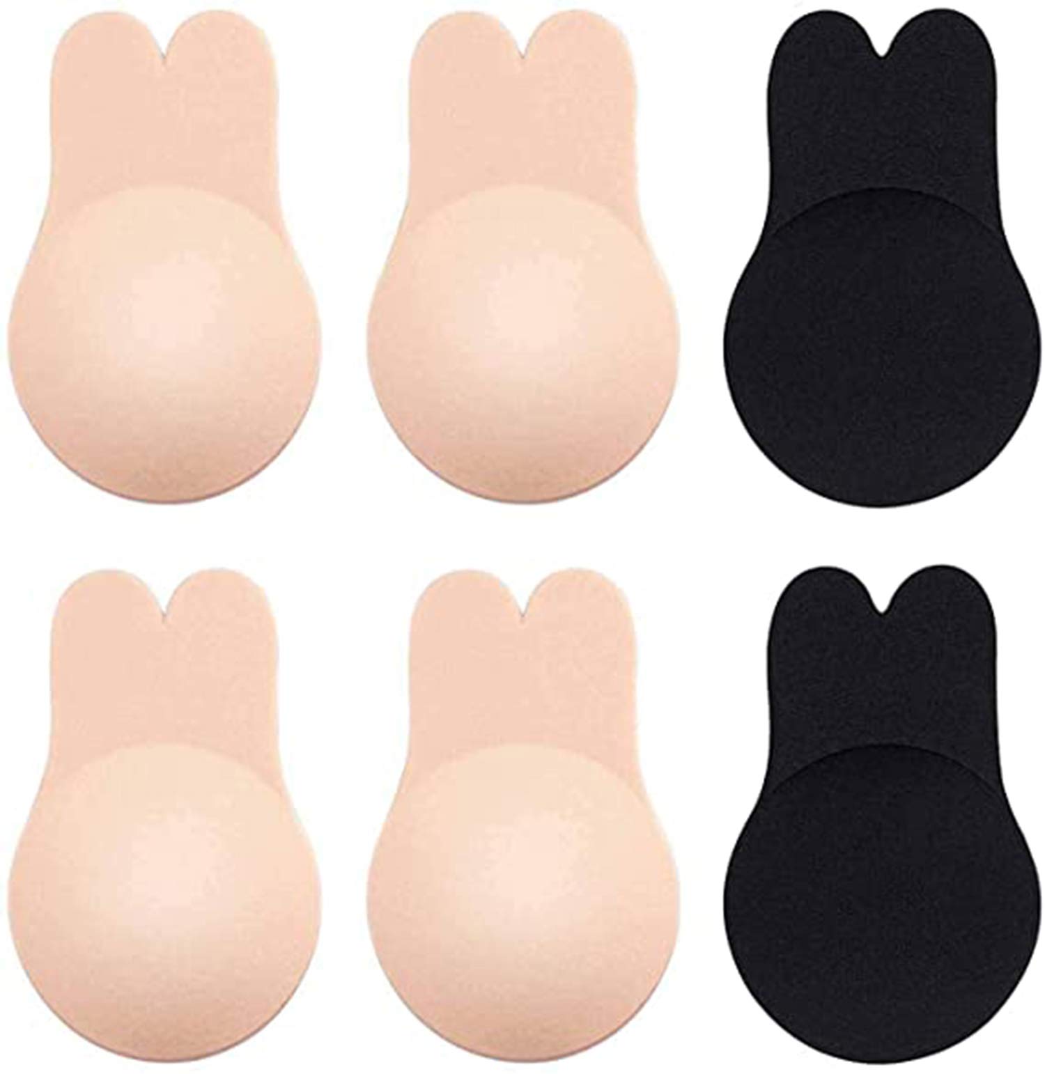 DELFINOSilicone Adhesive Lift Bra, Invisible Backless Nipplecovers, Push Up Sticky Bra, Premium Quality and Safe Material, User-Friendly Design, Natural Look, Washable and Reusable Nude (3 Pairs)