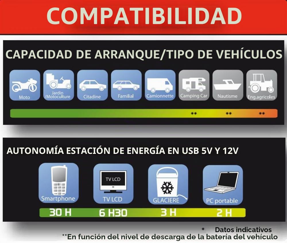 Mecafer - Arrancador de batería 230V/12V DC 500mA 900A - MB901
