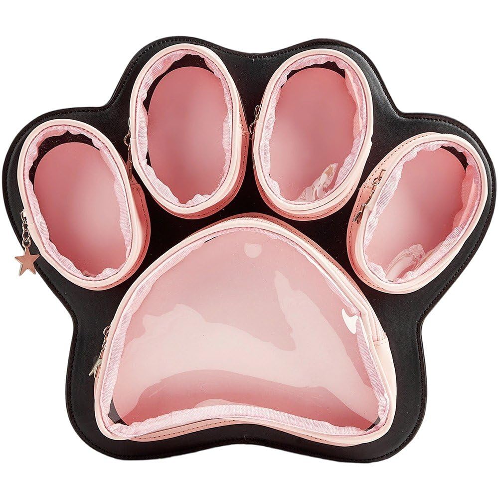 Mochila con forma de pata de gato estética y espaciosa con ventana transparente