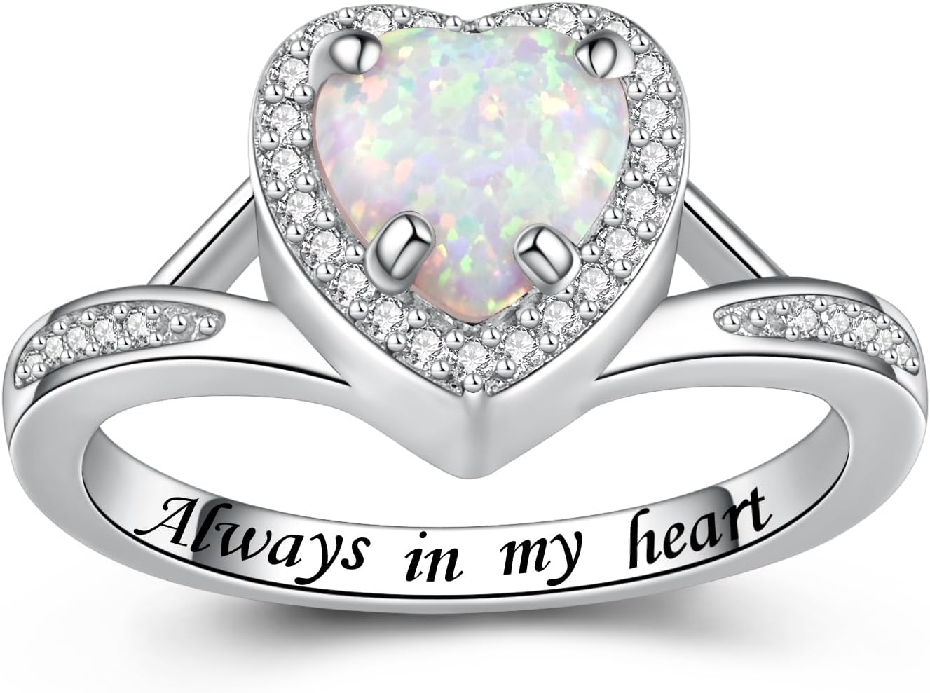 Heart Urn Ring for Ashes for Women - 925 Sterling Silver Opal Cremation Rings Memorial Keepsake Jewelry for Loss of a Loved One