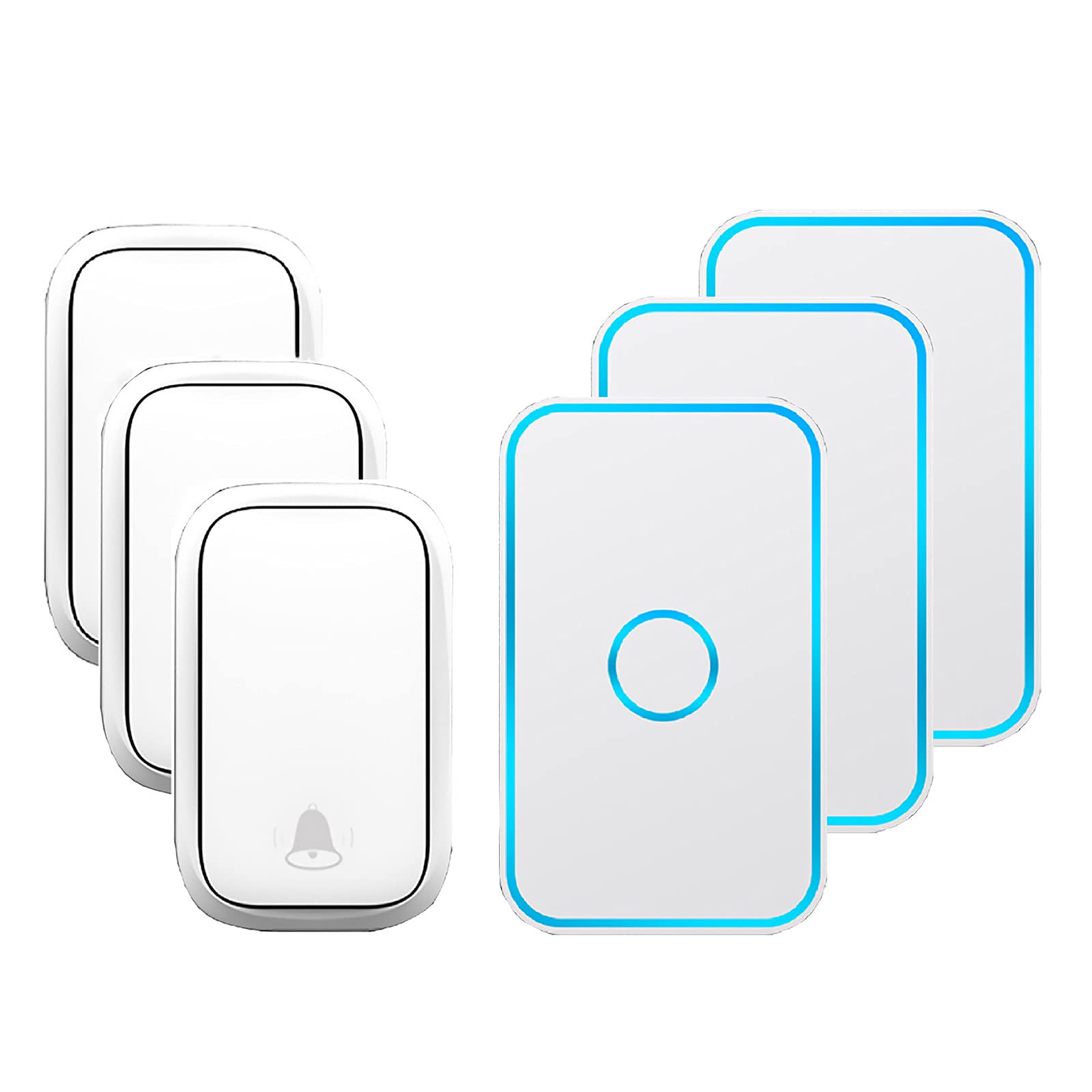 Timbre inalámbrico, Kit de Timbre Impermeable IP44, Alcance de 150 m, 58 timbres, Volumen de 5 Niveles, enchufable, inalámbrico para casa y Oficina, Blanco, Negro, Blanco,White