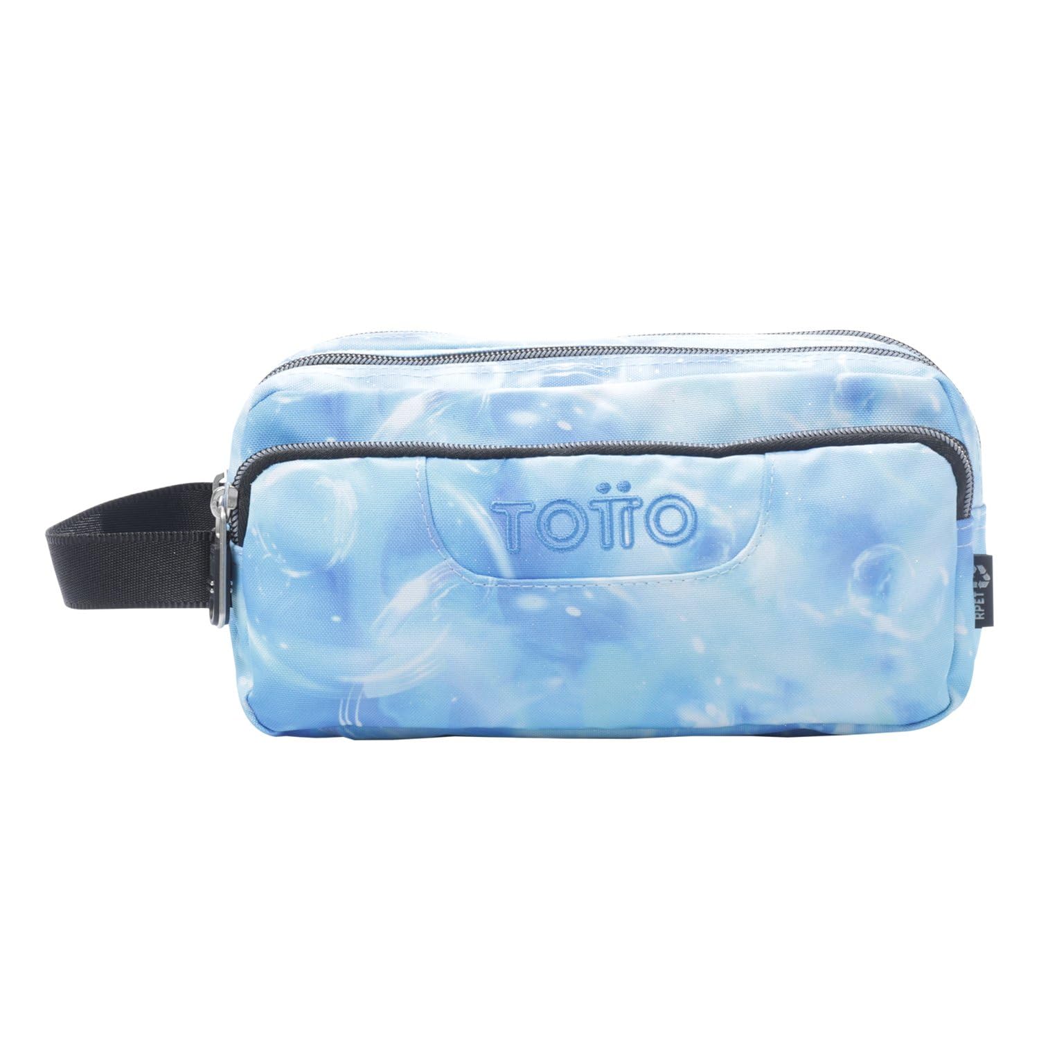 TOTTO - Estuche Escolar 3 Compartimentos, Modelo Agapec, Estuche Grande, Dimensiones 23 x 11.5 x 10.5 cm, Asa Lateral, Tiradores Ergonómicos con PVC, Tejido Resistente, Estampado Bubul