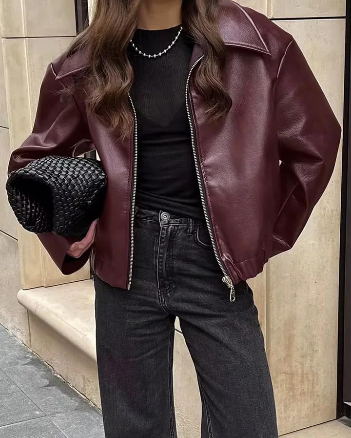 NIFTRIRY Women Leather Jackets Oversized Faux Motorcycle Jacket Coat Fall Outfits Fashion Clothes 20252