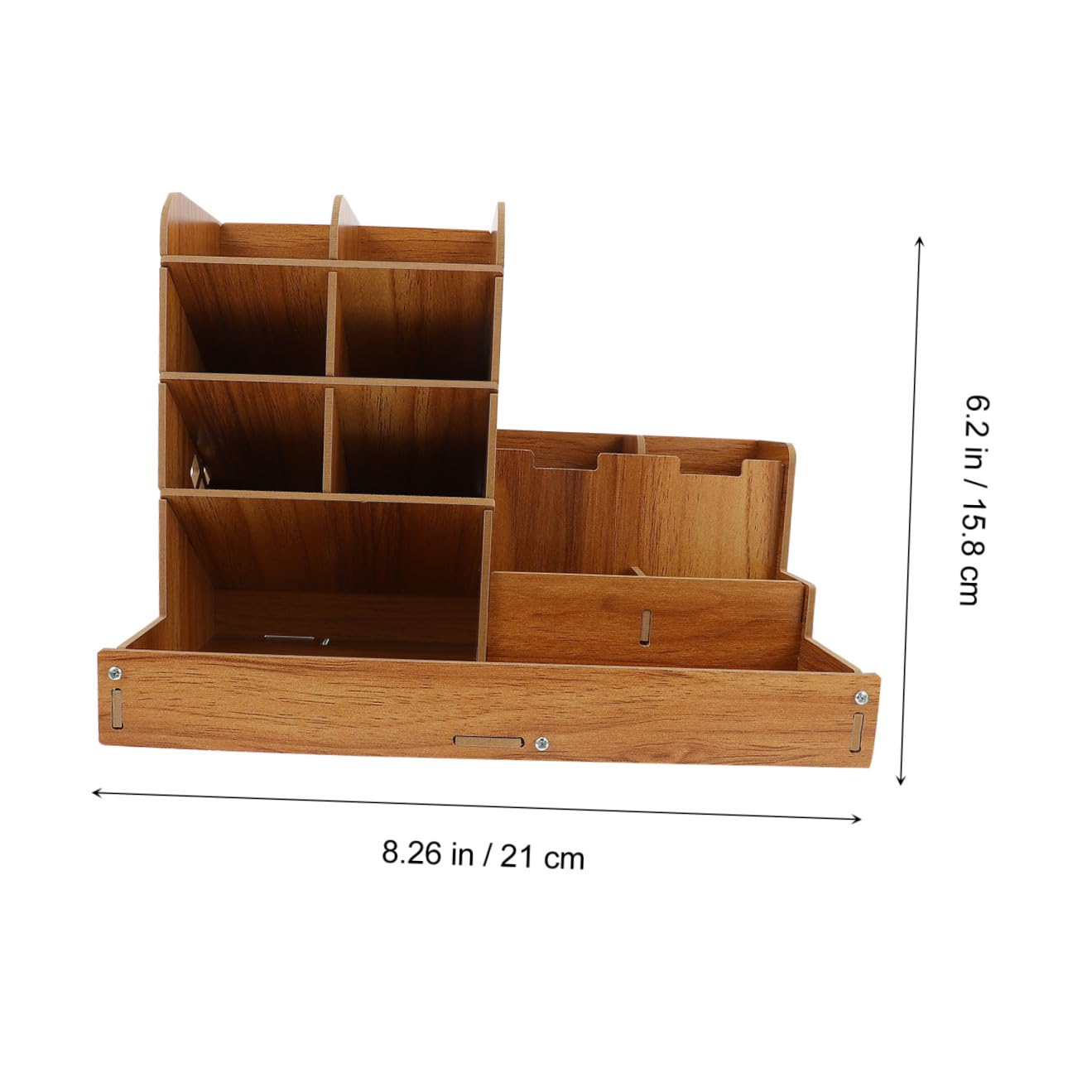 Organiseur de Bureau Simple et Créatif Résistant à L'usure en Bois Naturel Compartiments pour Stylos et Cosmétiques pour Bureau et Espace de Travail