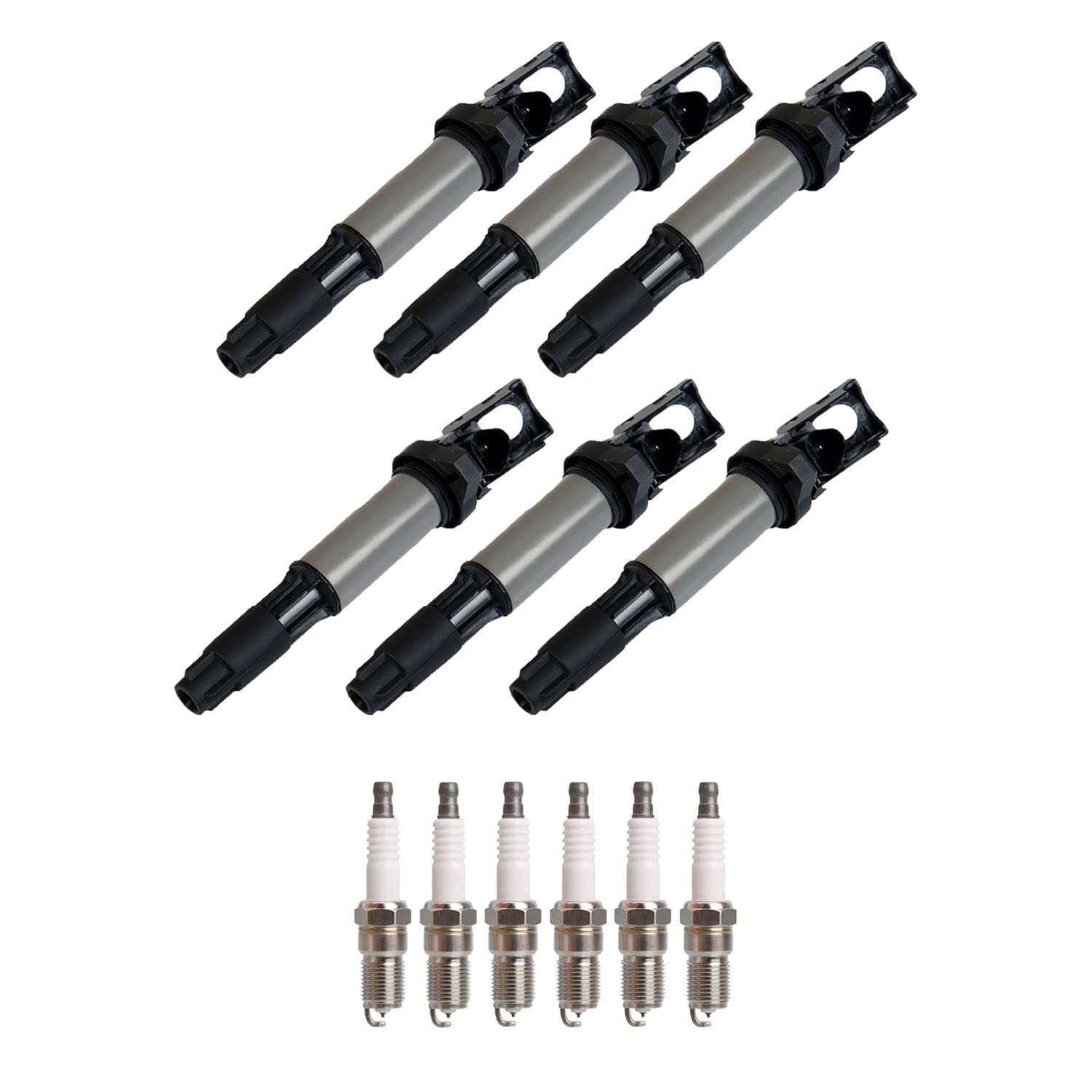 ENA Set of 6 Ignition Coil Pack and 6 Platinum Spark Plug Compatible with BMW 320i 325i 330ci 525i 530i 545i 645ci 745i X3 X5 Z4 Phantom 2001-2010 3.0L 4.4L 6.0L Replacement for UF522 UF515 C1404