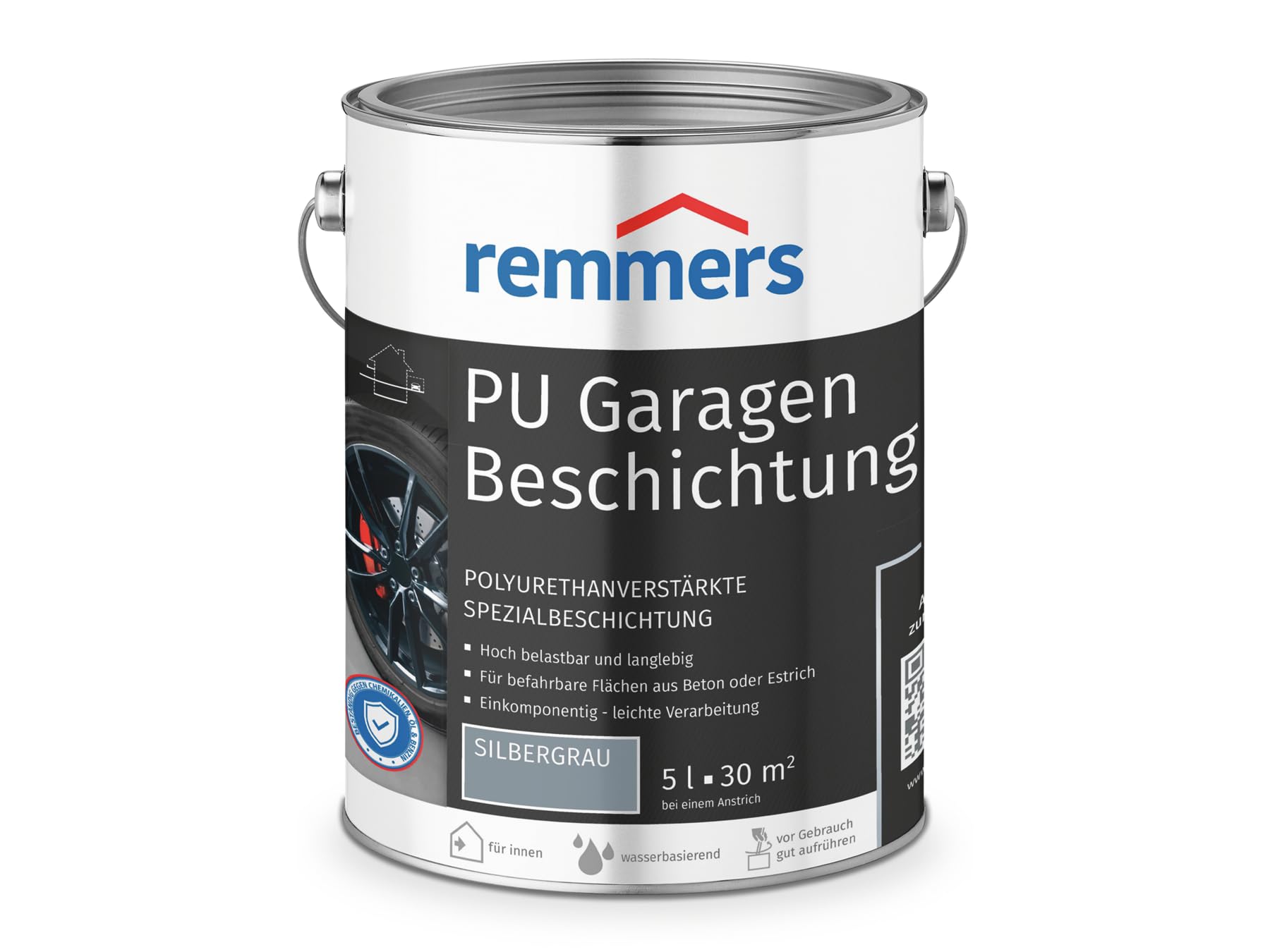 Remmers PU Garagenbeschichtung silbergrau, matt, 5 Liter, 2in1 Schutzanstrich, für Beschichtungen von Beton & Zementestrichflächen, für Garagenböden