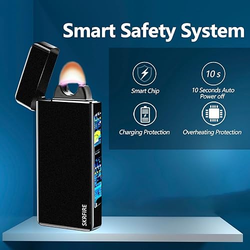 Miniatura 6 de SKRFIRE Encendedor eléctrico de llama pulsada a prueba de viento, con arco de llama de plasma, recargable, USB, encendedores multifunción con