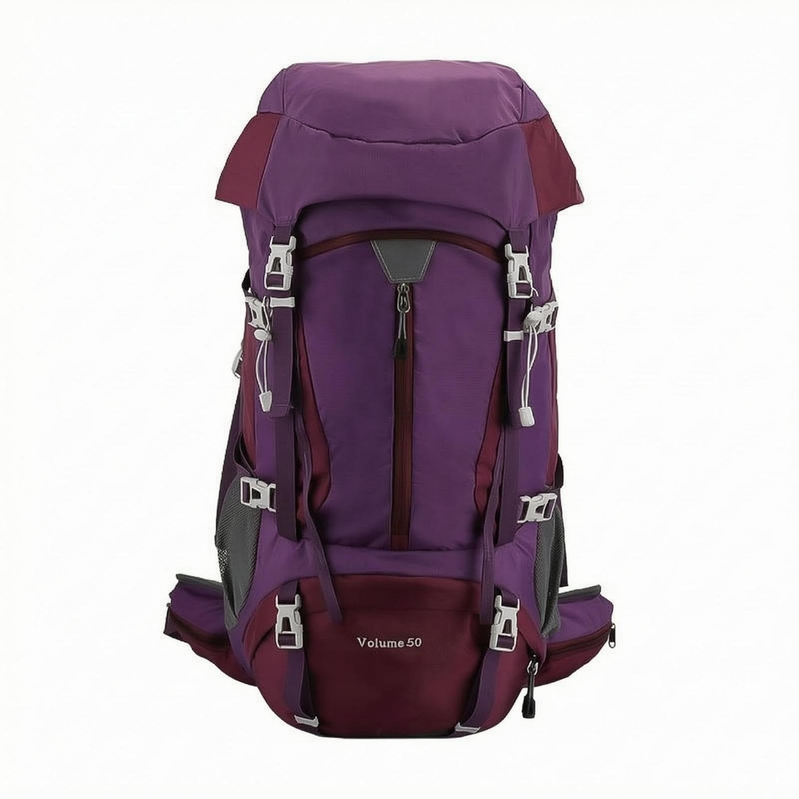 50L Hiking Backpack Padded Shoulder Straps Water-Repellent Hiking Backpack Mesh Side Pockets Outdoor Gear for Camping Purple-image-40