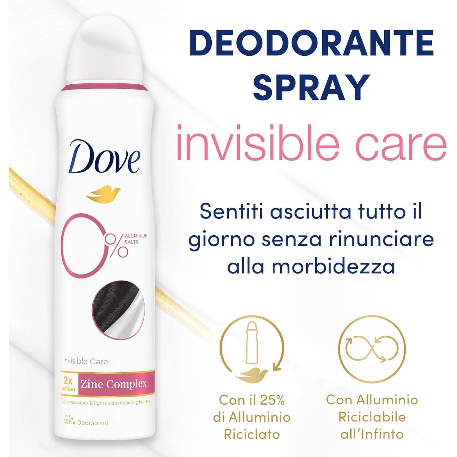 Dove Deo-Spray für Damen, Invisible Care ohne Alkohol und Aluminiumsalze, 48 Stunden, 150 ml (12)