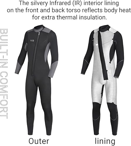 Miniatura 4 de Traje de neopreno para hombre de 50118in con cremallera frontal traje de buceo una pieza para esnórquel buceo surf