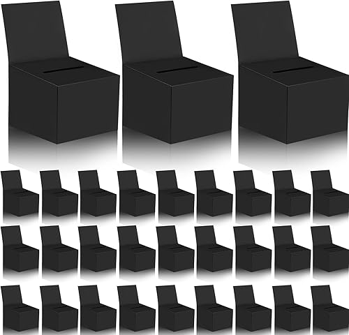 30 cajas para rifas, urnas de donación para recaudación de fondos, caja de cartón de 6.5 x 4.5 x 4.10 pulgadas, con ranura para boletos y cabecera,