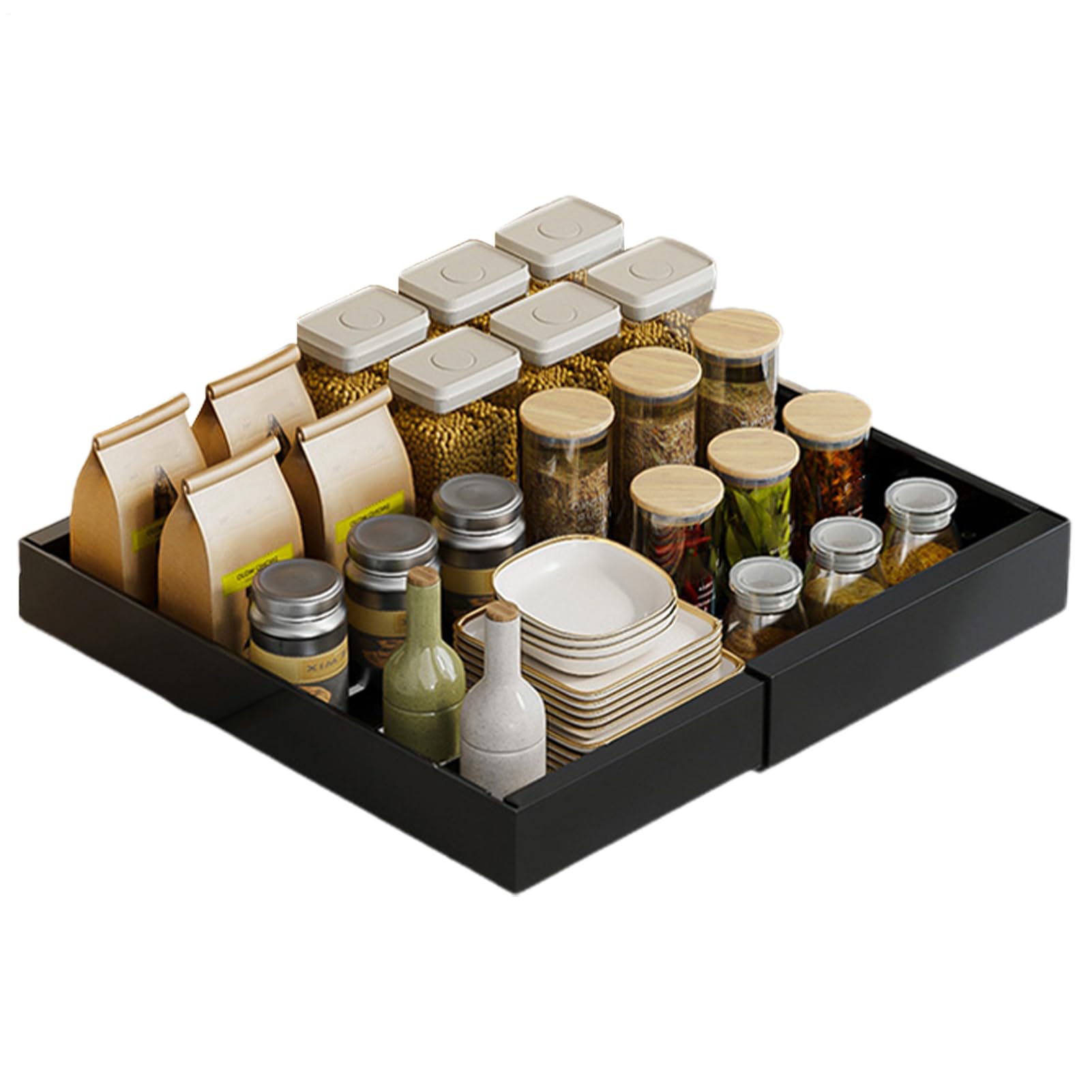Organizer e Contenitori Sottolavello Cestello Portaoggetti Estraibile Senza | Organizer Estraibile per Sottolavello Nessun foro necessario, per bagno, dispensa, armadio e credenza