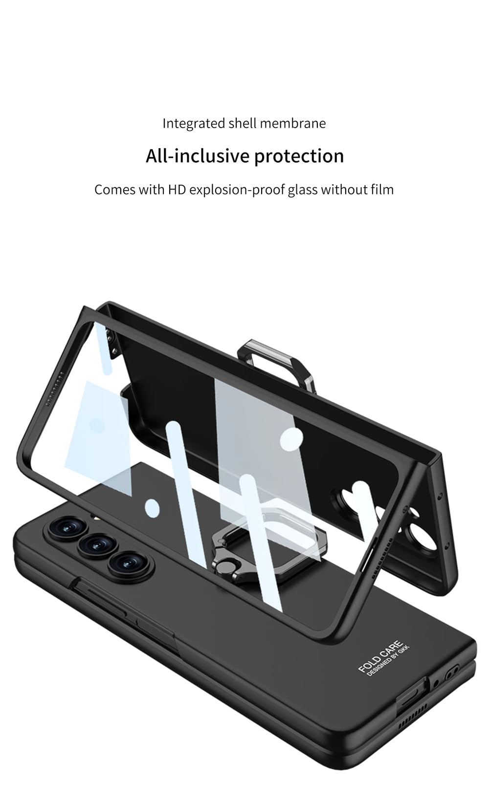 Custodia rigida ultra sottile per PC opaca per Samsung Galaxy Z Fold 6 5 Custodia Z Fold6 5G con supporto per anello proteggi schermo, verde, per Galaxy Z Fold 6