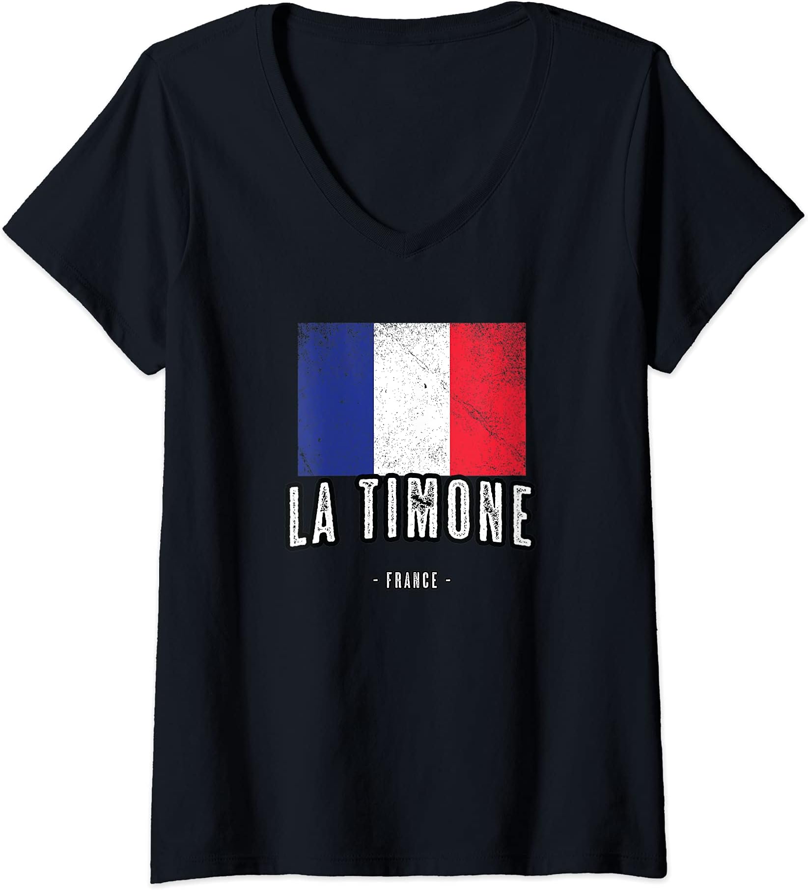 Womens City of LA TIMONE - France | FR Flag Top, Drapeau Français - V-Neck T-Shirt