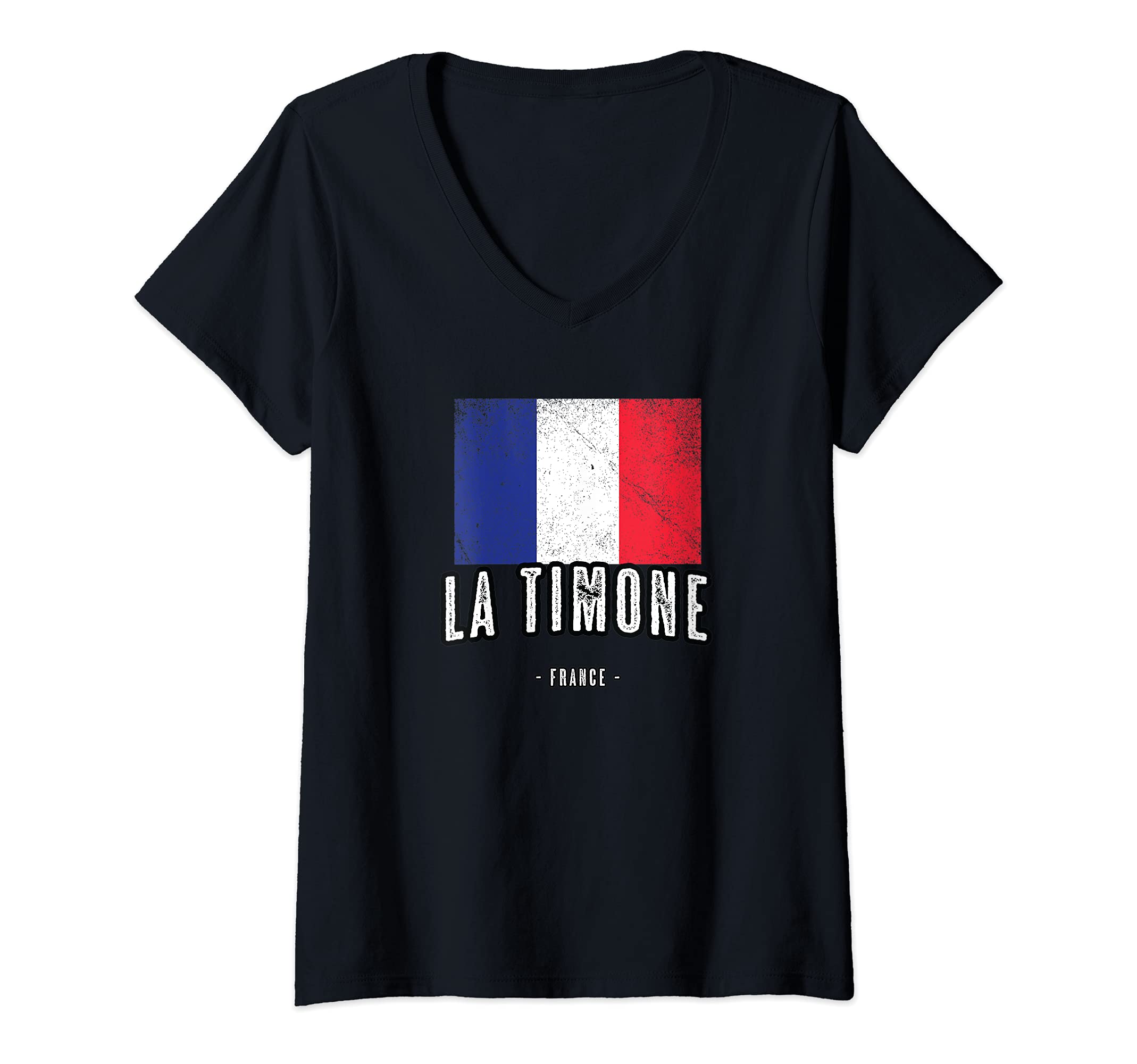 Womens City of LA TIMONE - France | FR Flag Top, Drapeau Français - V-Neck T-Shirt