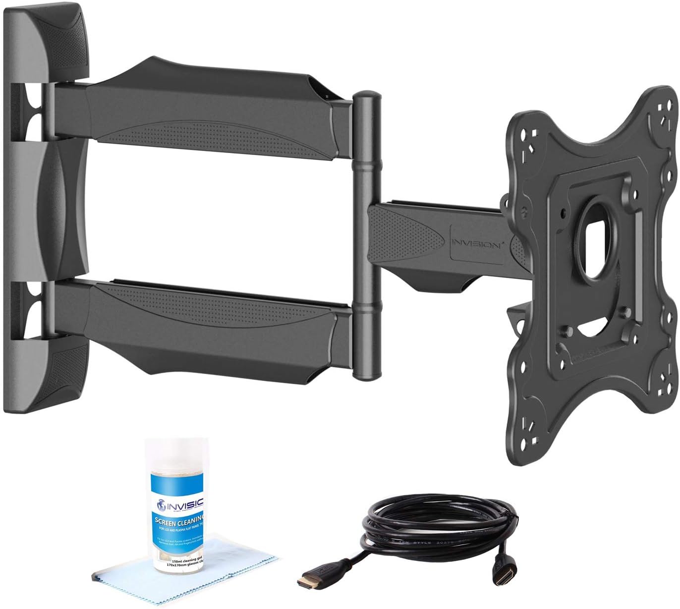 Invision® Tilt & Swivel TV Wall Mount Bracket 26" - 42" (Includes High-Speed HDMI Cable & Dust Repellent Screen Cleaning Gel) - Compatible with LED, LCD & Plasma, Max VESA 200mm x 200mm [Please Check TV VESA Mounting Holes Before Purchase]