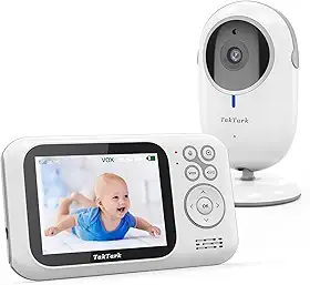 TakTark Babá Eletrônica, 3.2' Bebê Câmera, Sem WiFi, Visão nocturna, Áudio de 2 vias, Sensor de temperatura ambiente, VOX Activado por som, Transmissão Estável de Segurança