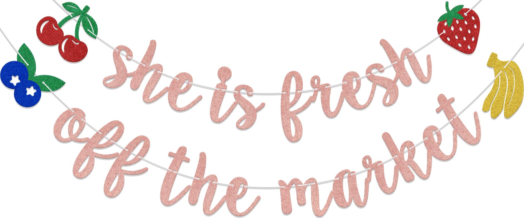 Aumccxz She is Fresh Off the Market Banner - Bridal Shower Decorations - Market Farmers Bachelorette Party Decorations Rose Gold