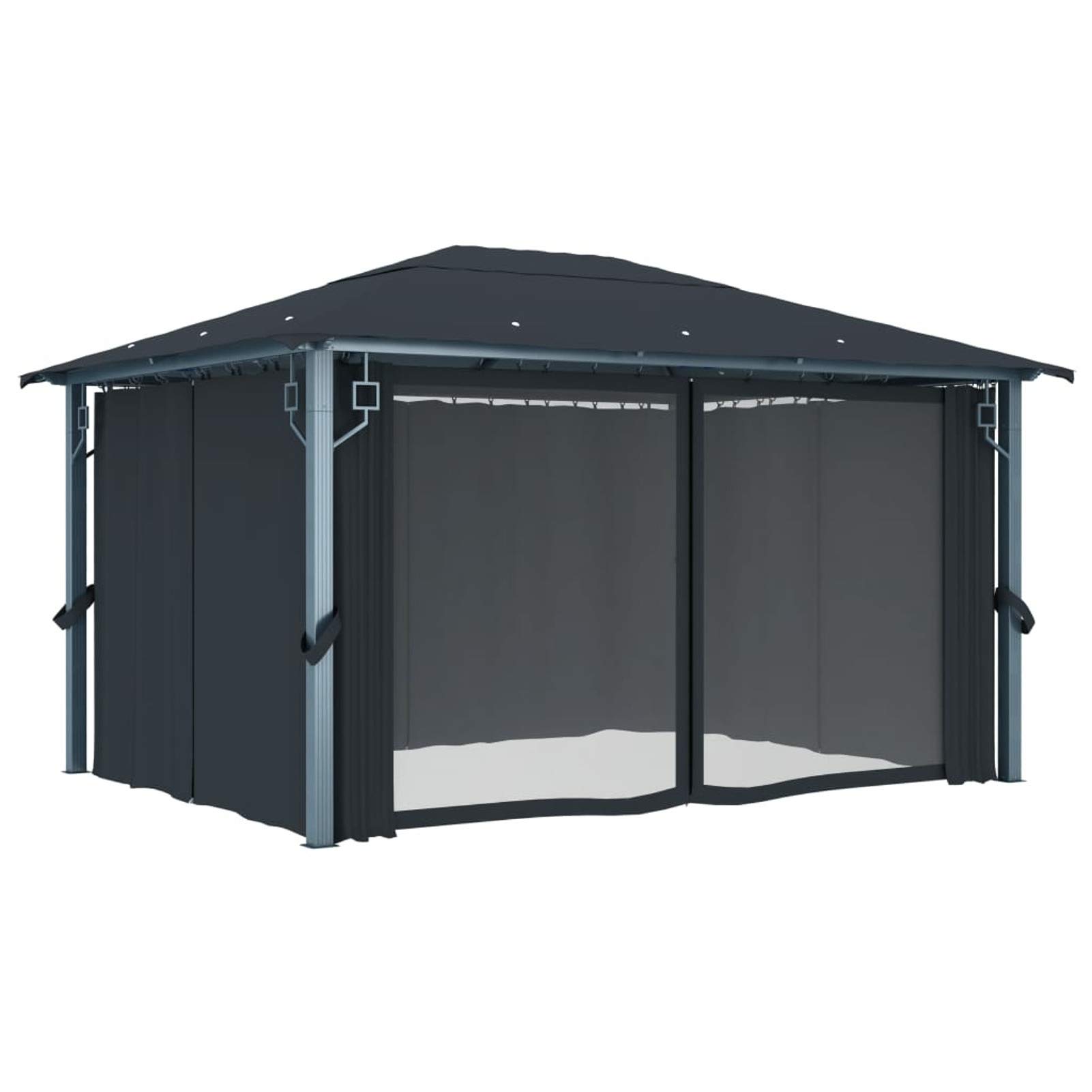 Homgoday Altana zewnętrzna, altana z namiotem 400 x 300 cm Antracyt Aluminium, Zewnętrzna altana do ogrodu Balkon Taras Balkonowy, Składane pawilony ogrodowe,