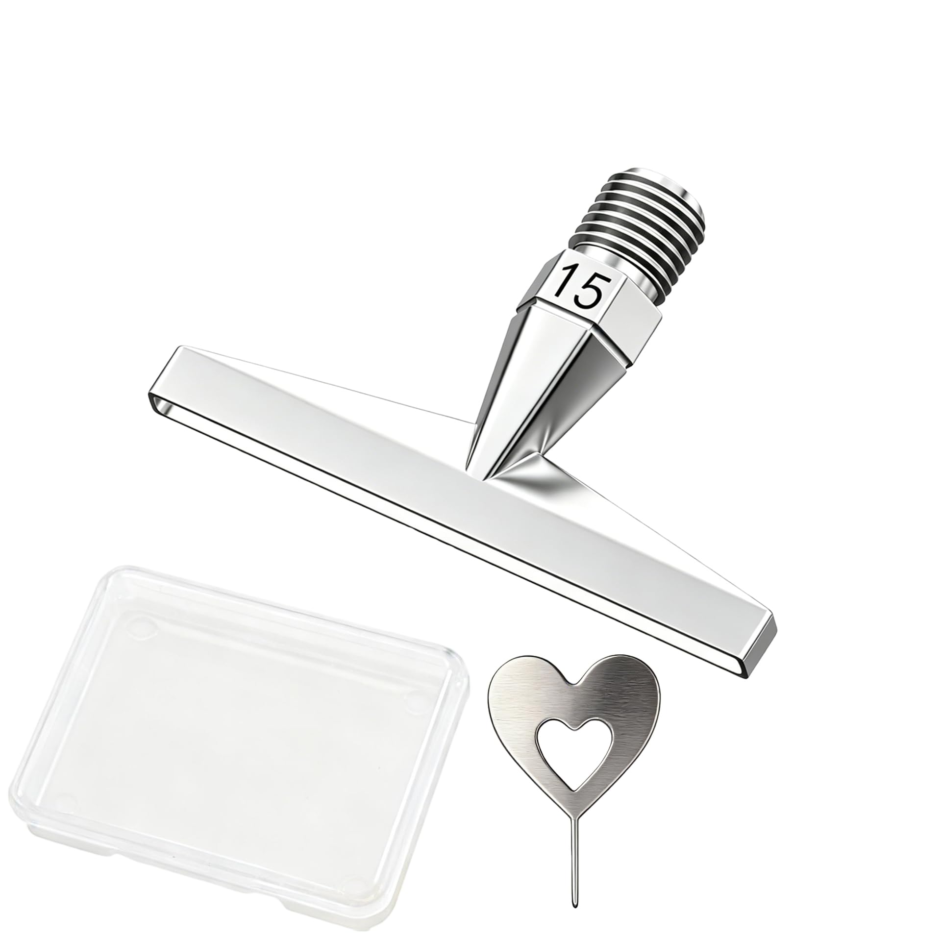 Diamond Painting Pen Tip, Stainless Steel Screw Placers Nibs for Round & Square Drill, Unbreakable, Shape-Stable, Clear Engraved with Beads Numbers Tip, Diamond Art Accessories and Tools (15 Bead Tip)