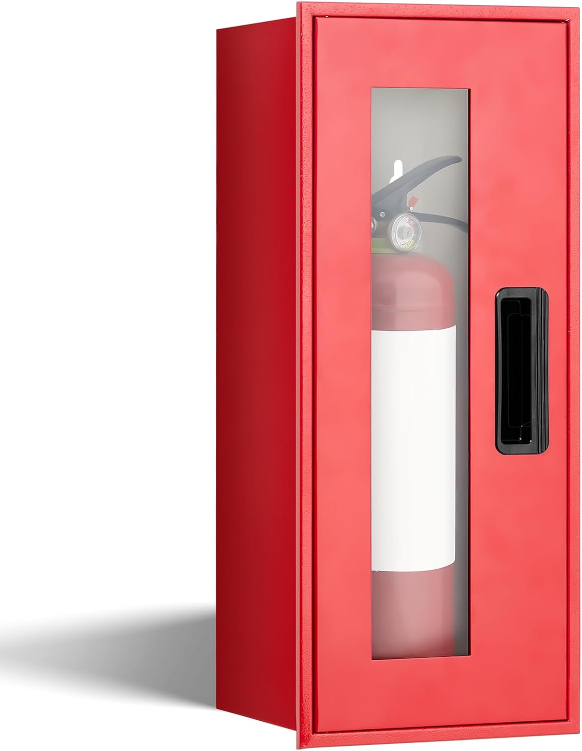 Zonon 1 Pcs 10lb Fire Extinguisher Cabinet Wall & Surface Mount 22.84" H x 9" W x 7" D Red Steel Fire Extinguisher Box Case Holder with Handle for Indoor Outdoor