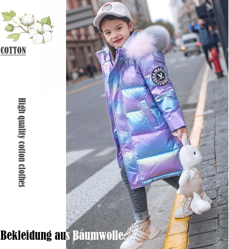 Doudoune Fille Longue Manteau Duvet Enfants Filles Chaud