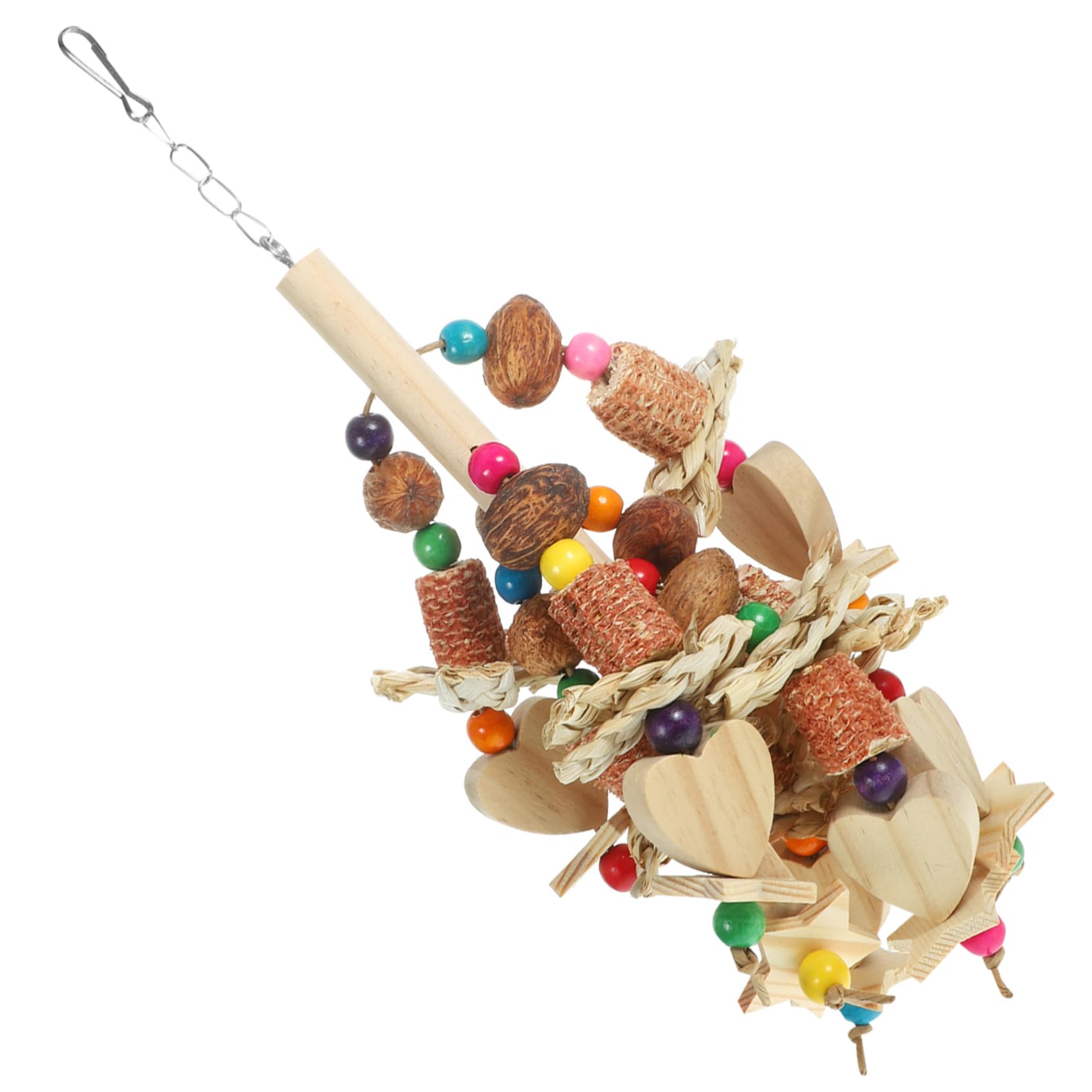 Mikikit Parrot Hanging Wood Natural Chewing for Birds Lightweight Bird Cage Accessory Safe Wooden Foraging for Parakeets Cockatiels and Macaws