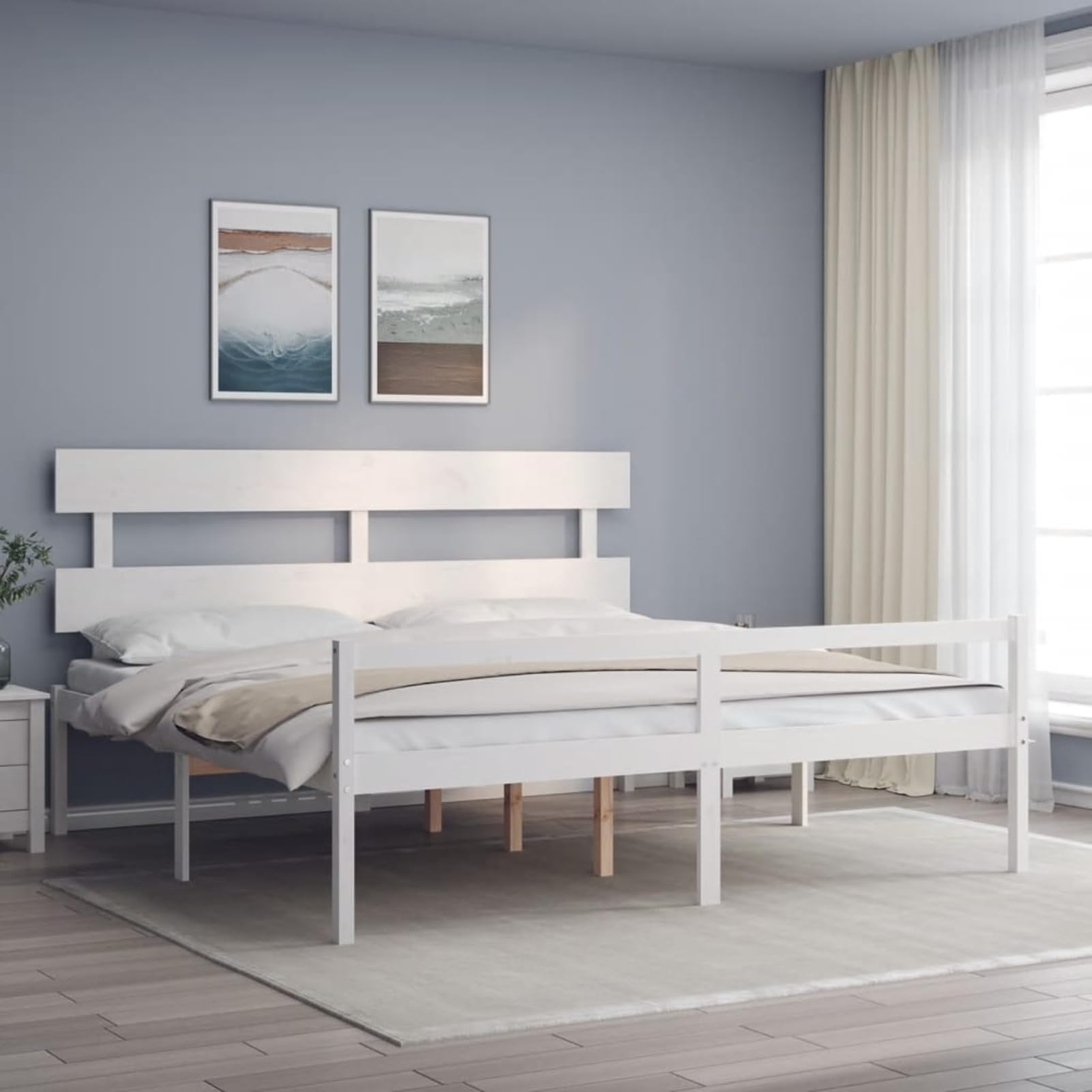 Massives Kiefernholzbett 200x200 cm mit Stauraum & robusten Latten, 45 cm Höhe - Seniorengerecht Model3195372