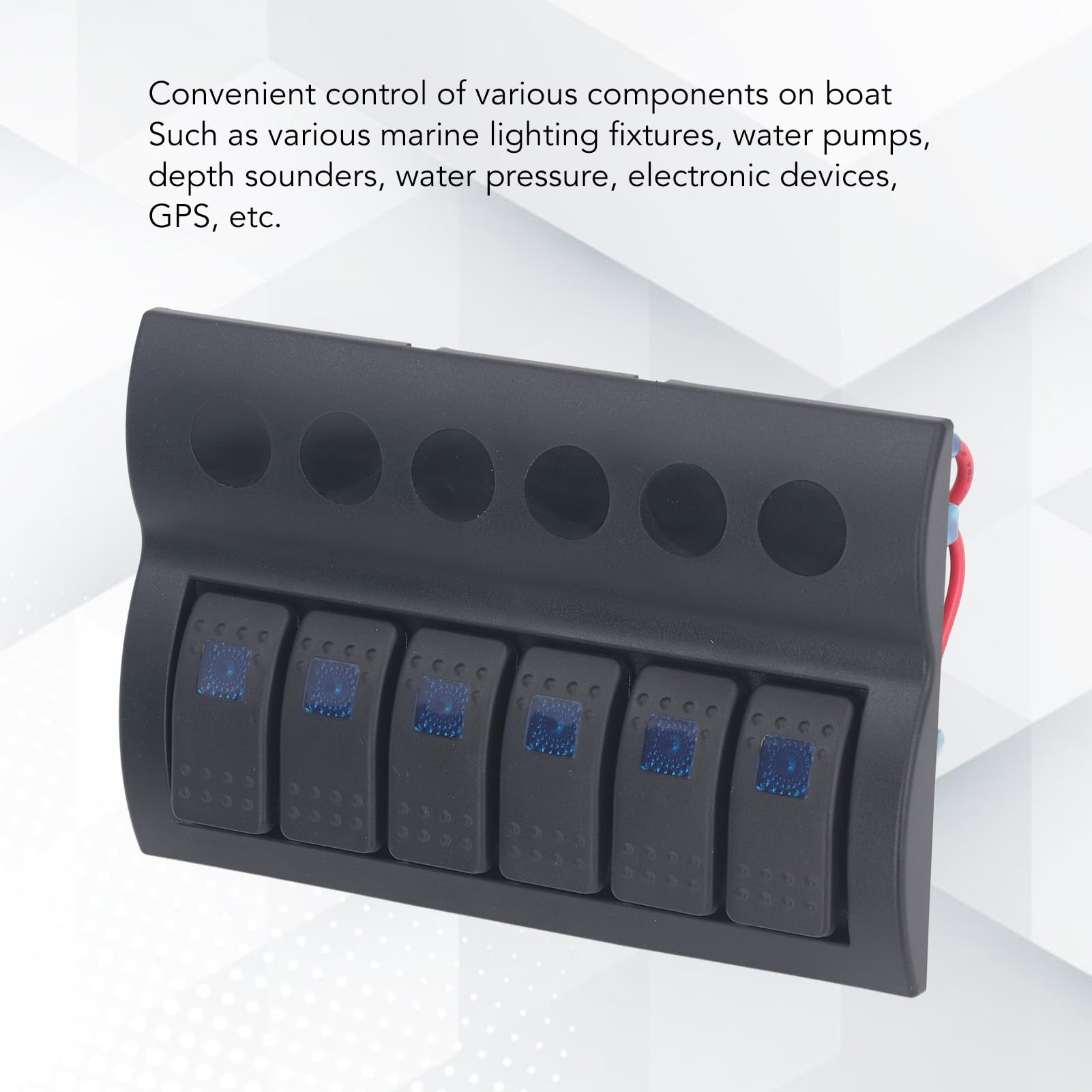 Pannello Interruttori Elettrici 6 Gang Precablato Impermeabile Interruttore a Bilanciere per Barche Marine Pannello Interruttori ON/OFF Luce LED Blu per Barca RV DC12V 24V