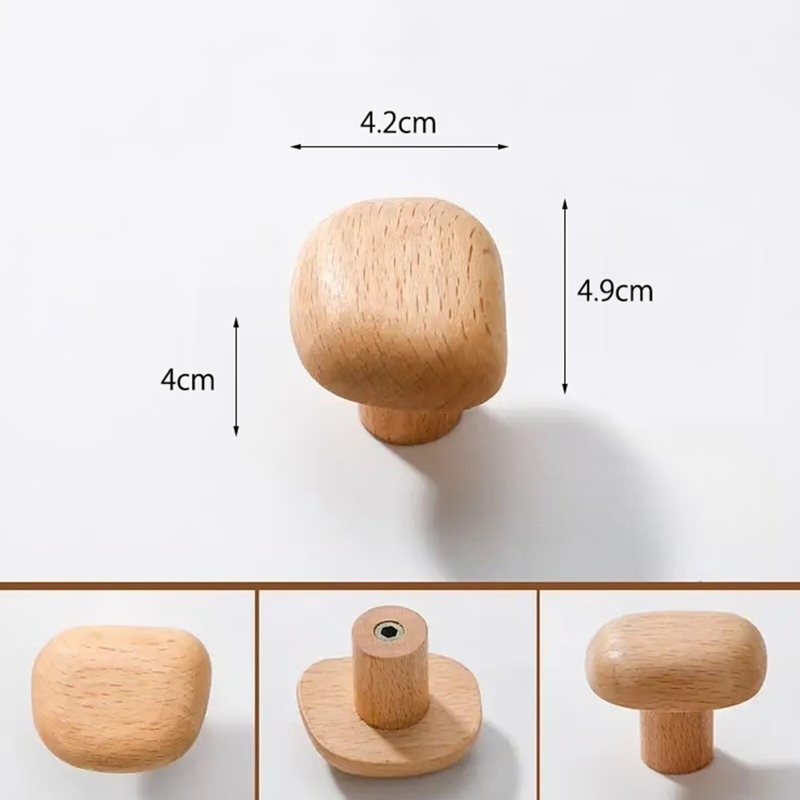 HLXDECO 10 Pack Drawer Dresser Wood Knobs Cabinet Pulls Handles Furniture Knob with Screws for Cupboard Wardrobe Wooden Pull Door Desk Drawers Handle Wall Decorative Coat Hook