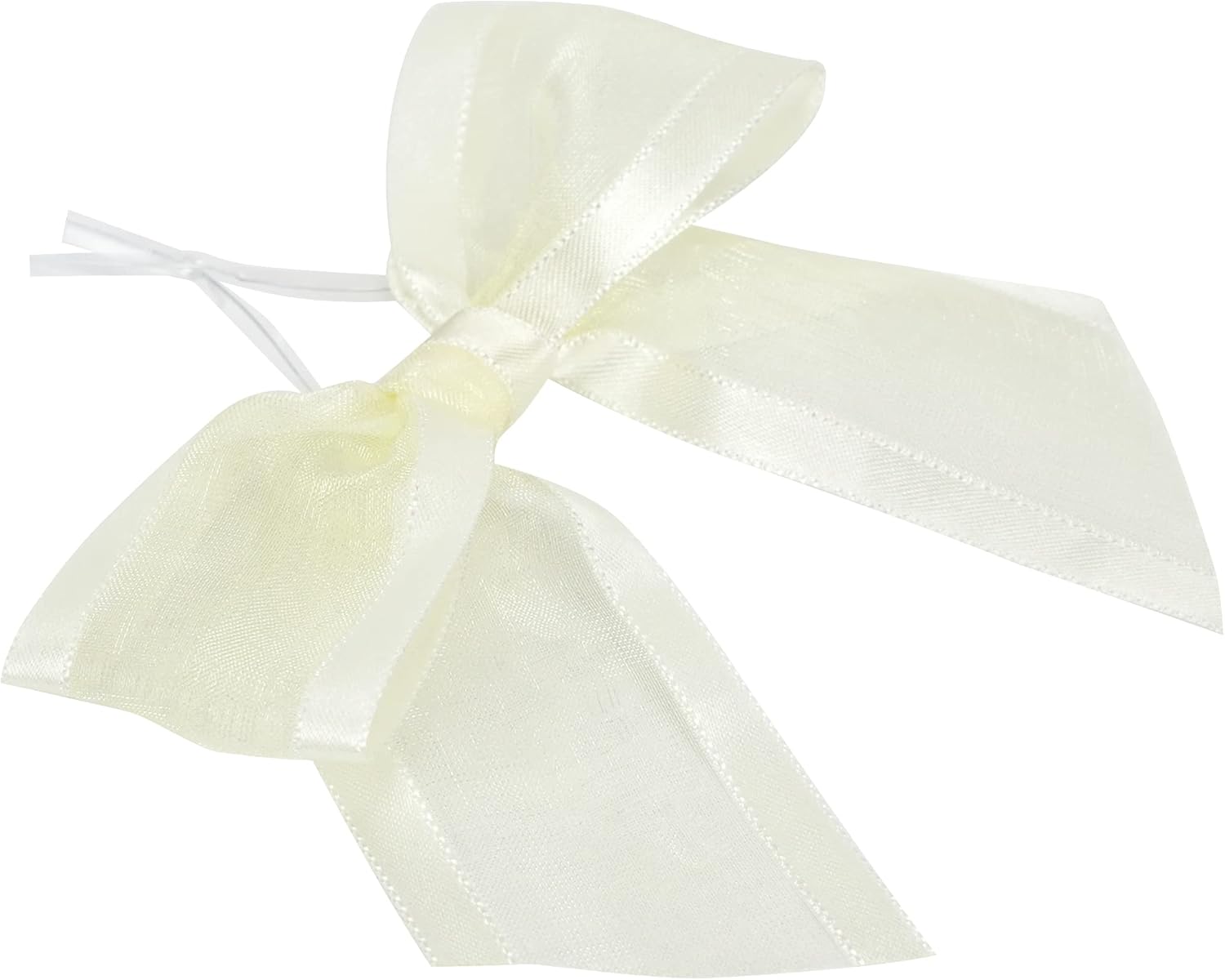 AIMUDI Ivory Bows for Weddings 4" Organza Bows Premade Twist Ties Bows for Gift Wrapping Crafts Treat Bags Baskets Cake Pop Baby Shower Birthday Decor - 12 Counts - Image 9