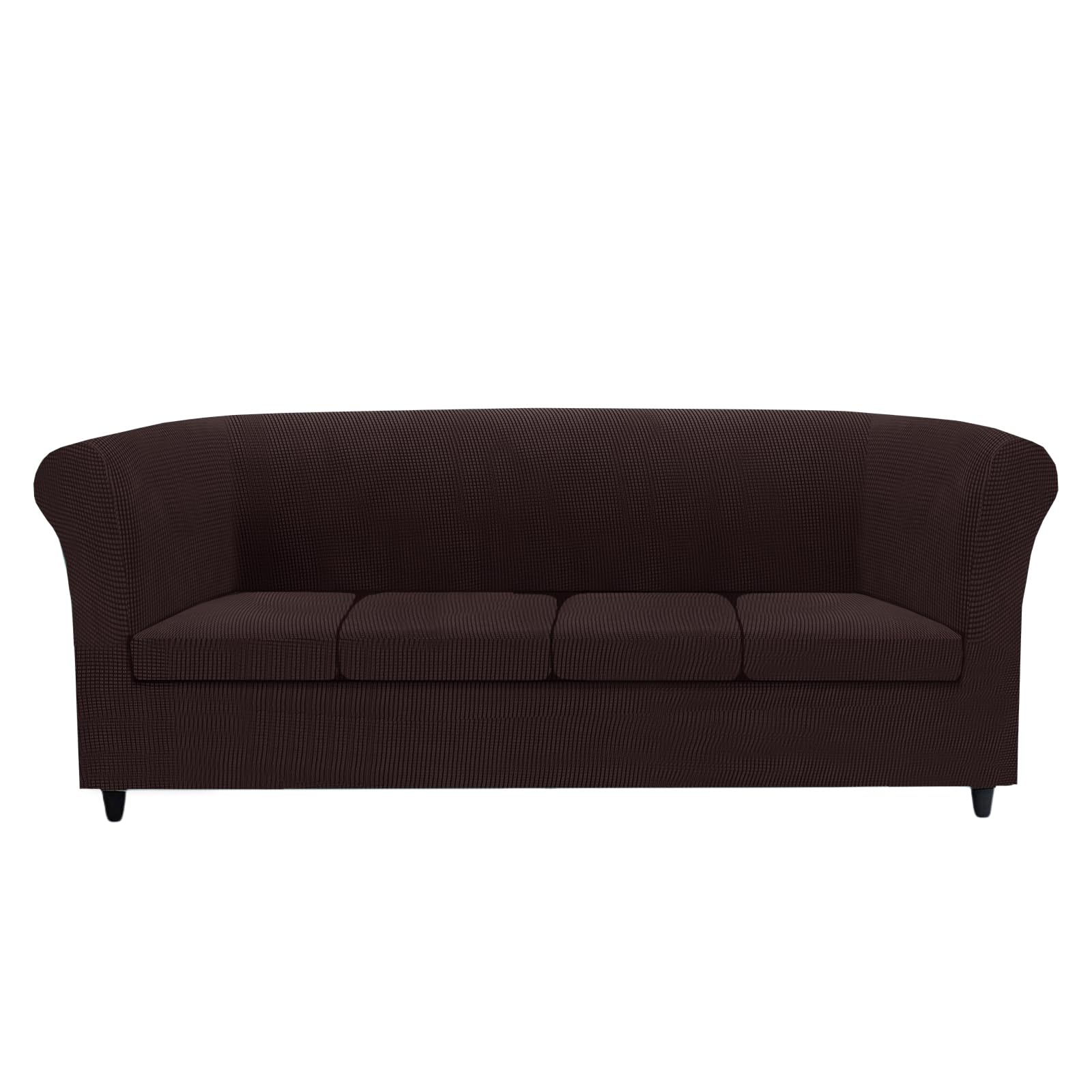 KYJSW Chesterfield Sofa Cover Stretch Jacquard Fabric Couch Slipcover With Armrests Cushion Cover Seat Cover Non-Slip Furniture Protector (Dark brown,XL SOFA+4 LARGE SEATS)