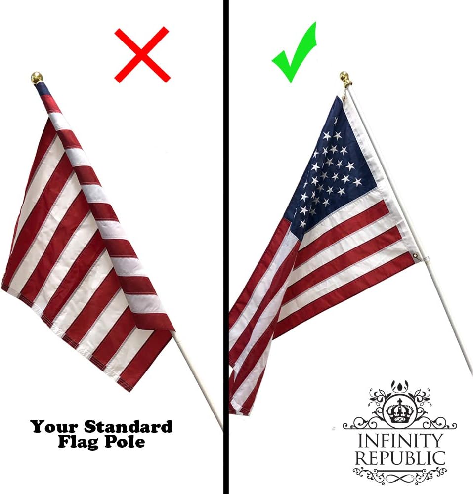 Infinity Republic - USA Embroidered Flag with Pole & Bracket Kit