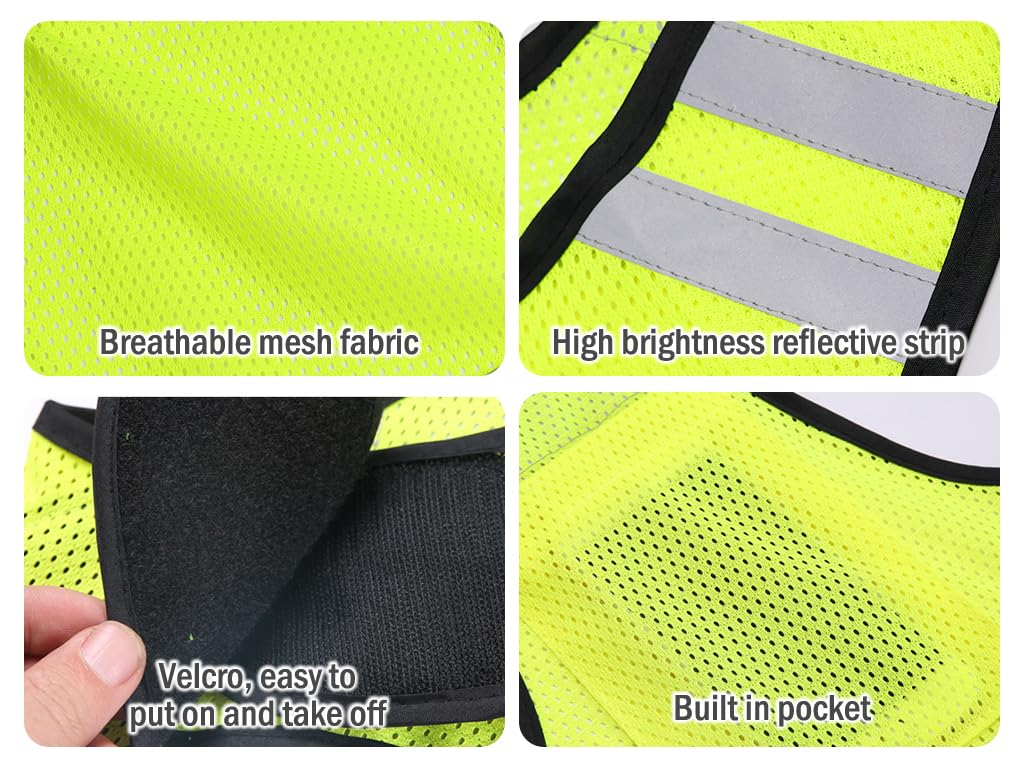 Kellegour 2-Piece Reflective Sports Vest Set, Breathable Hi Vis Running Vest, Yellow, Unisex, Adults, Nighttime Activity - Image 3