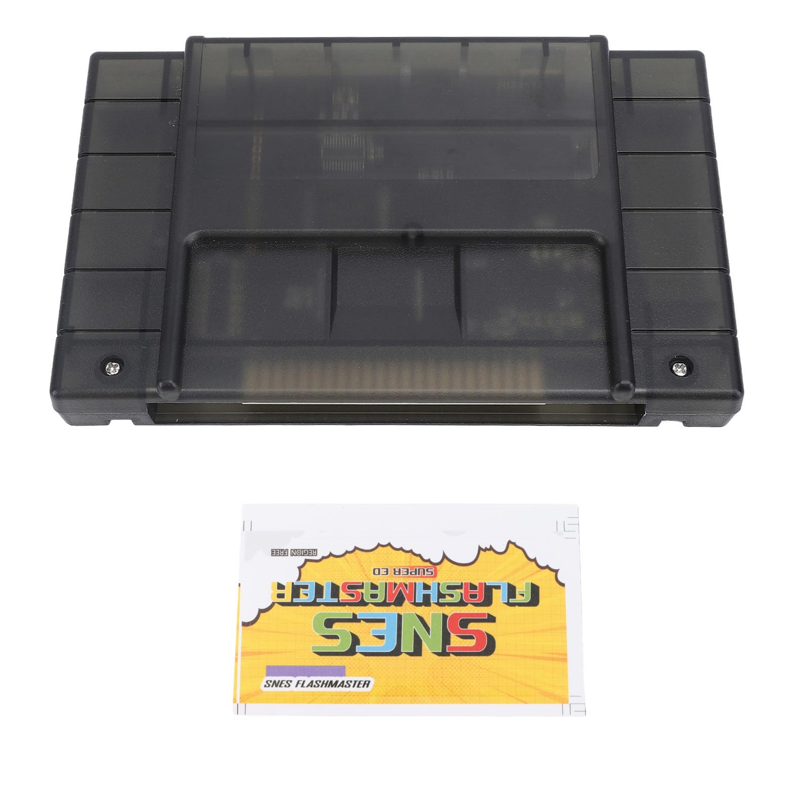 Cartucho de juegos 3000 en 1 V1.0 con tarjeta de memoria de 8 GB para consola SNES, cartucho multijuego compatible con FAT16 y FAT32, función de guardado automático para (Negro transparente)