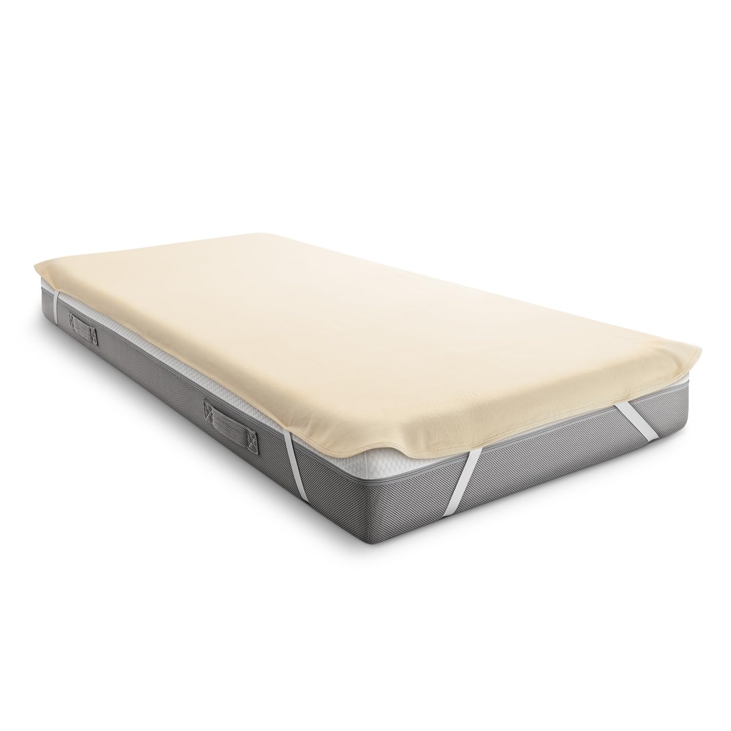 Sleezzz Basic Molton Mattress Protector, Mattress Topper, Mattress Protector Made of 100% Cotton, Corner Elastics, Hygiene Protection, Natural, 160 x 200 cm