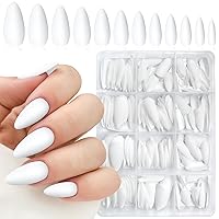 Vista 10 de 240 uñas postizas a presión con diseño de almendra de longitud media, uñas negras mates con diseño de almendra, puntas de uñas postizas cortas