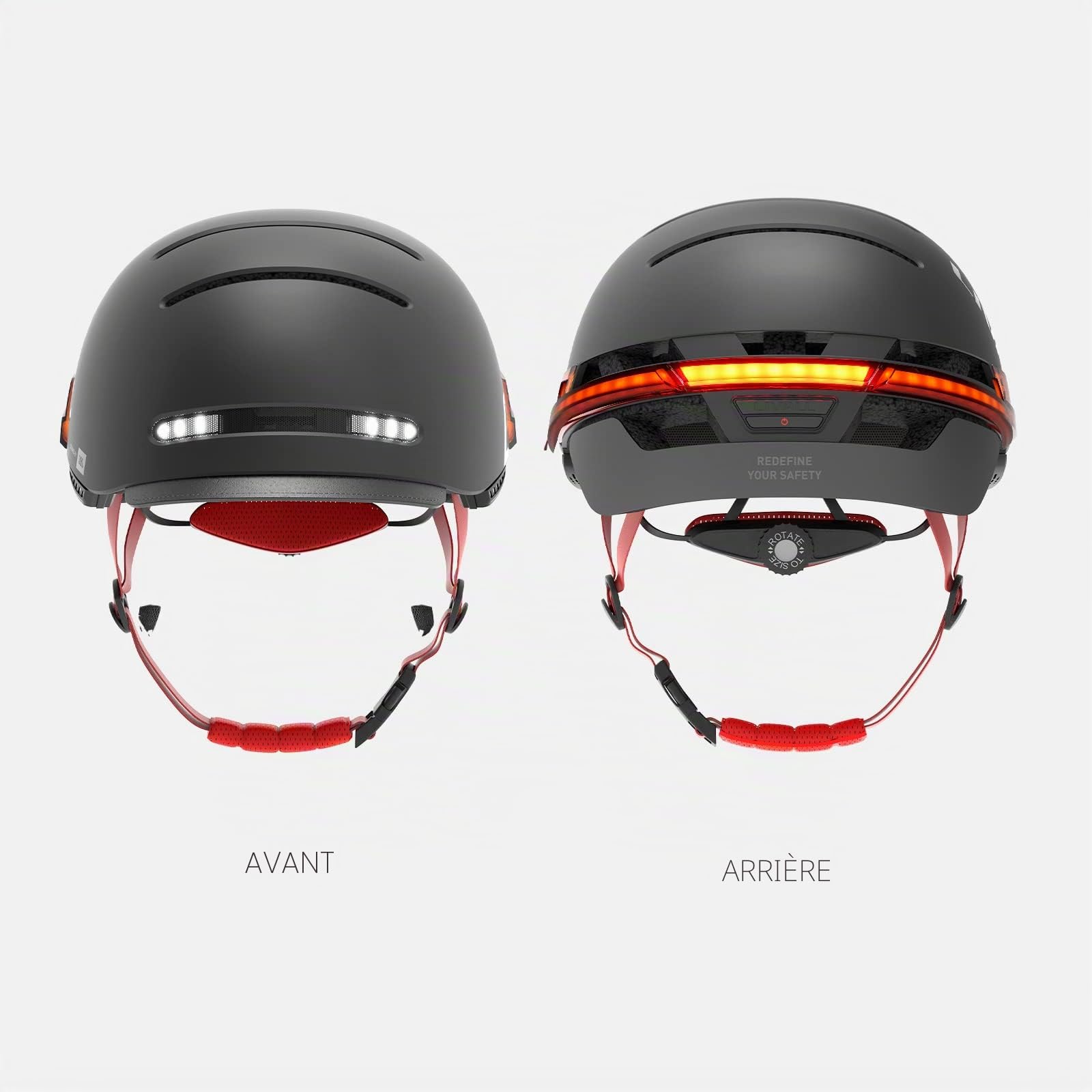 LIVALL BH51M NSO Casque de vélo intelligent Bluetooth avec haut-parleurs et microphone intégré, casque de vélo avec clignotants intelligents, détection de chute, casque de vélo avec visière pour